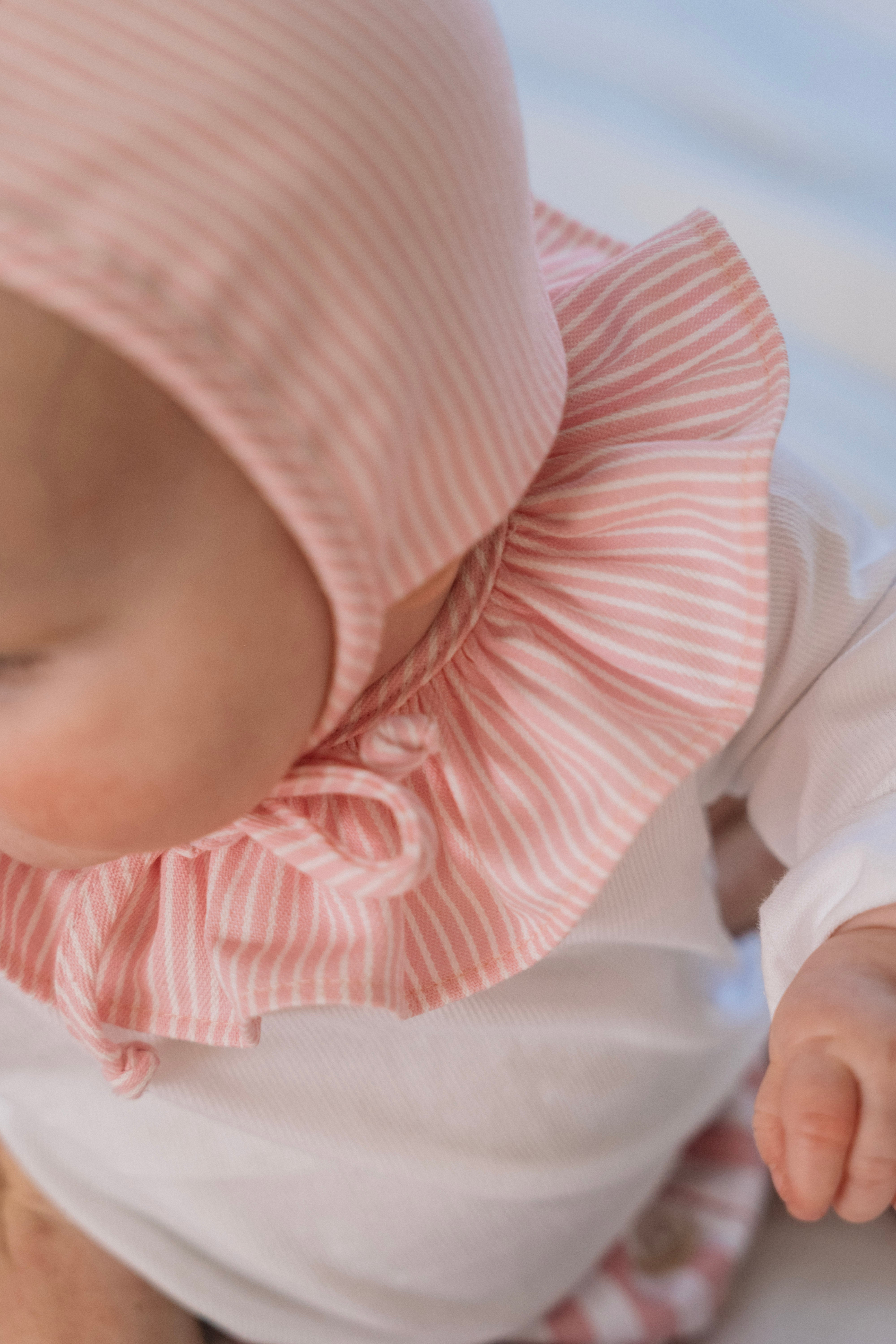 Le col volanté Ernest toile Oshkosh rayée rose