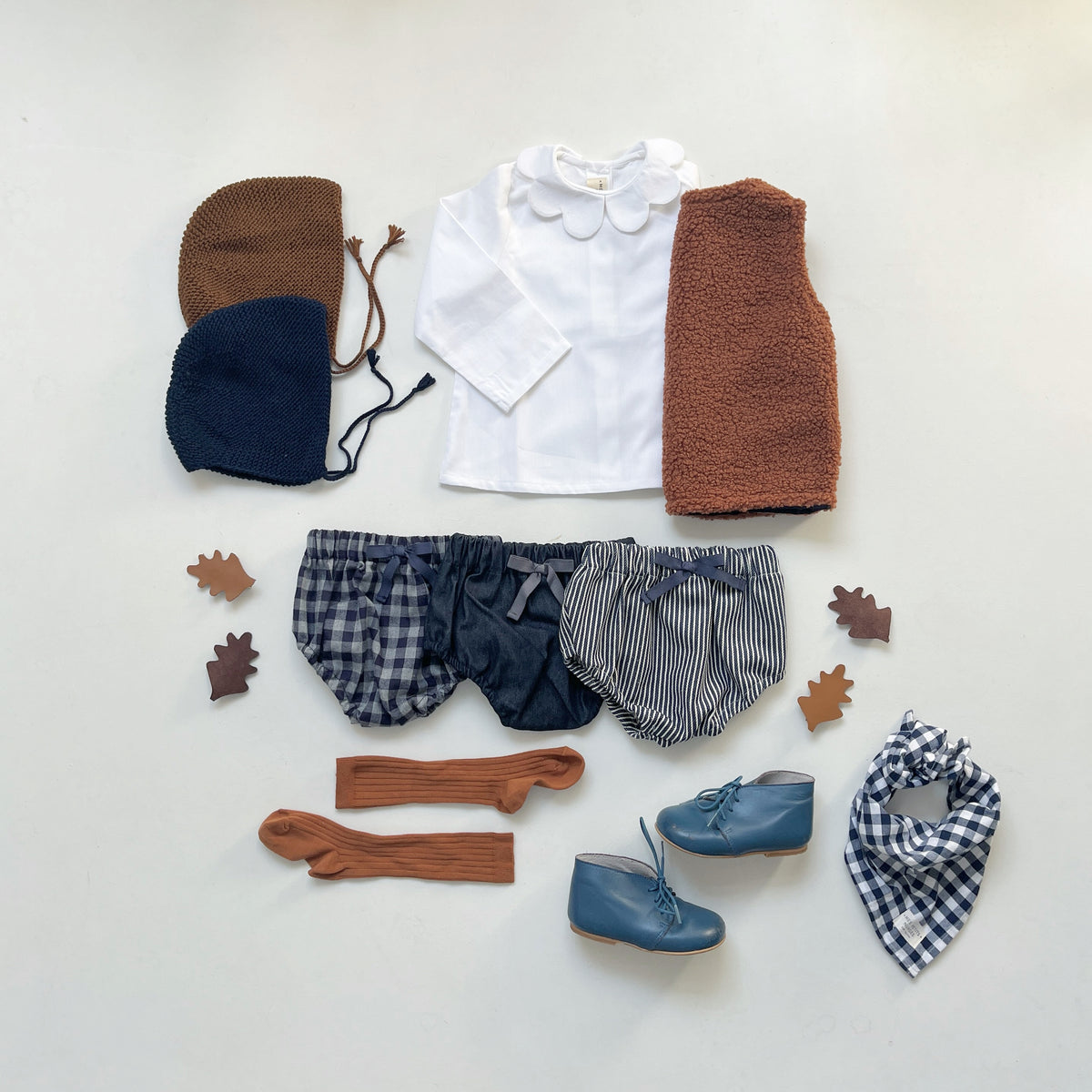 Célestin, le bloomer en denim rayé marine toile oshkosh