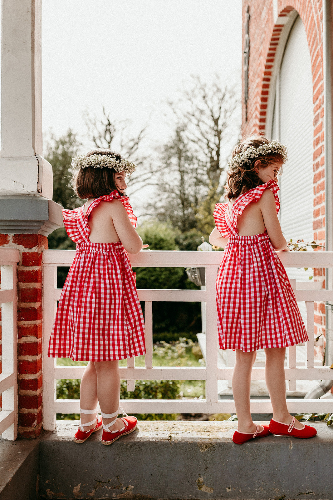 La Robe à bretelles volantées Philippine vichy rouge