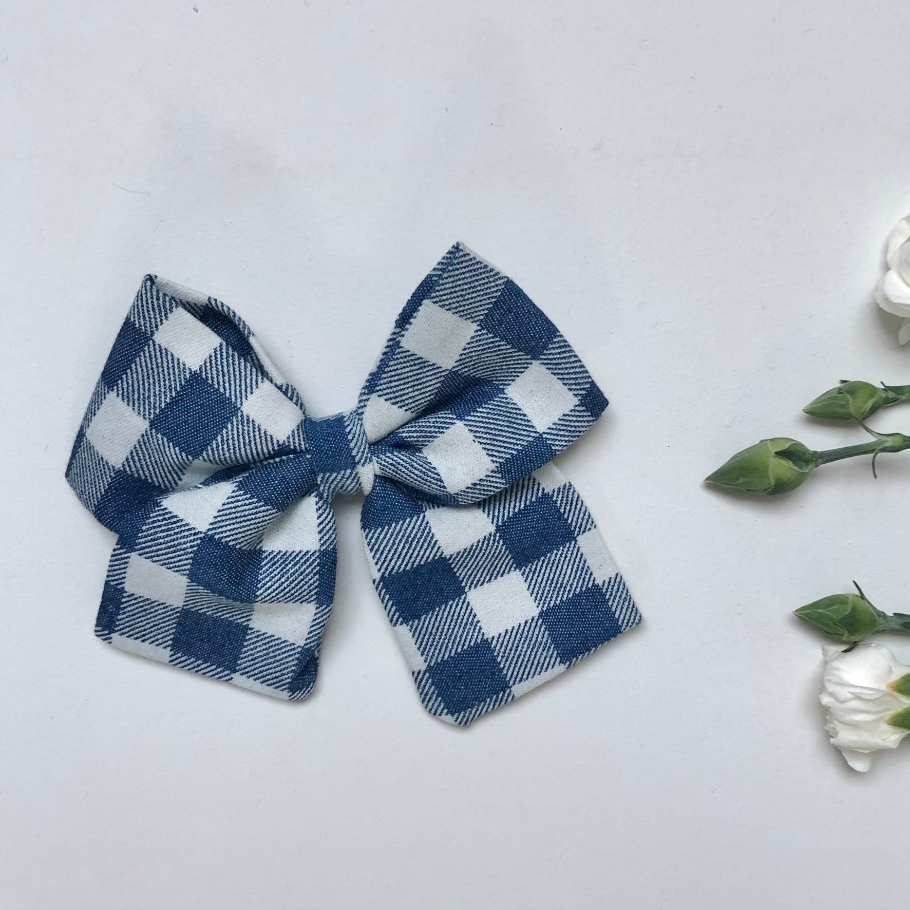 La barrette à gros noeud Brunette vichy denim