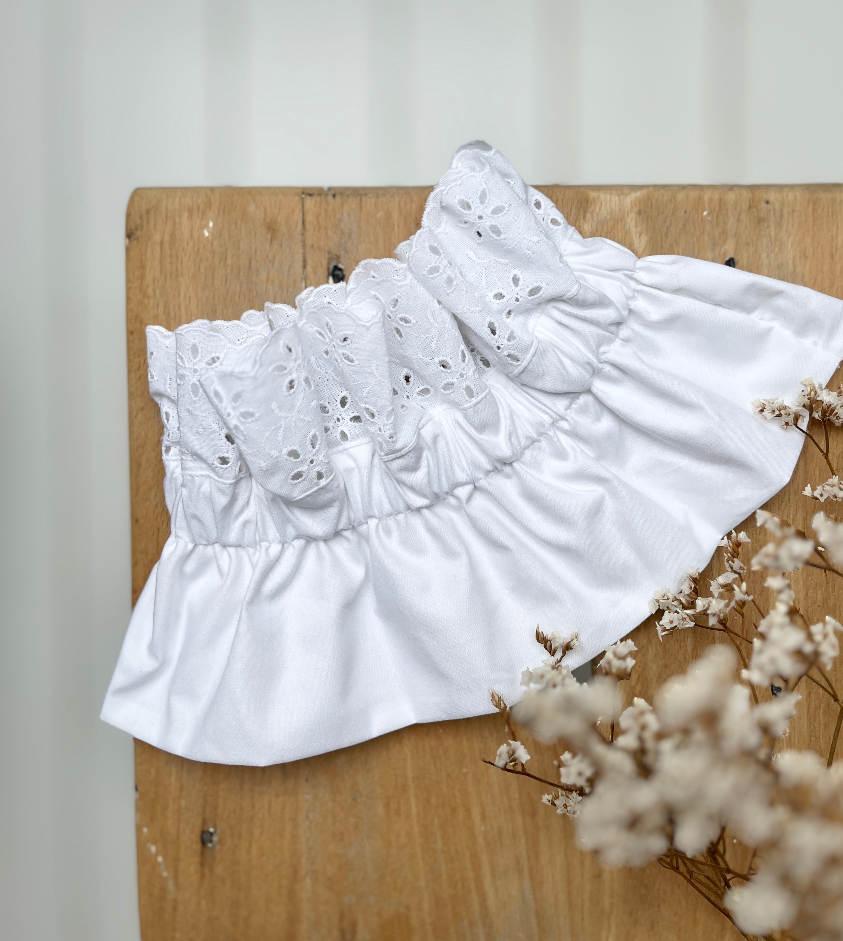 Hortense le col volanté en broderie anglaise blanche