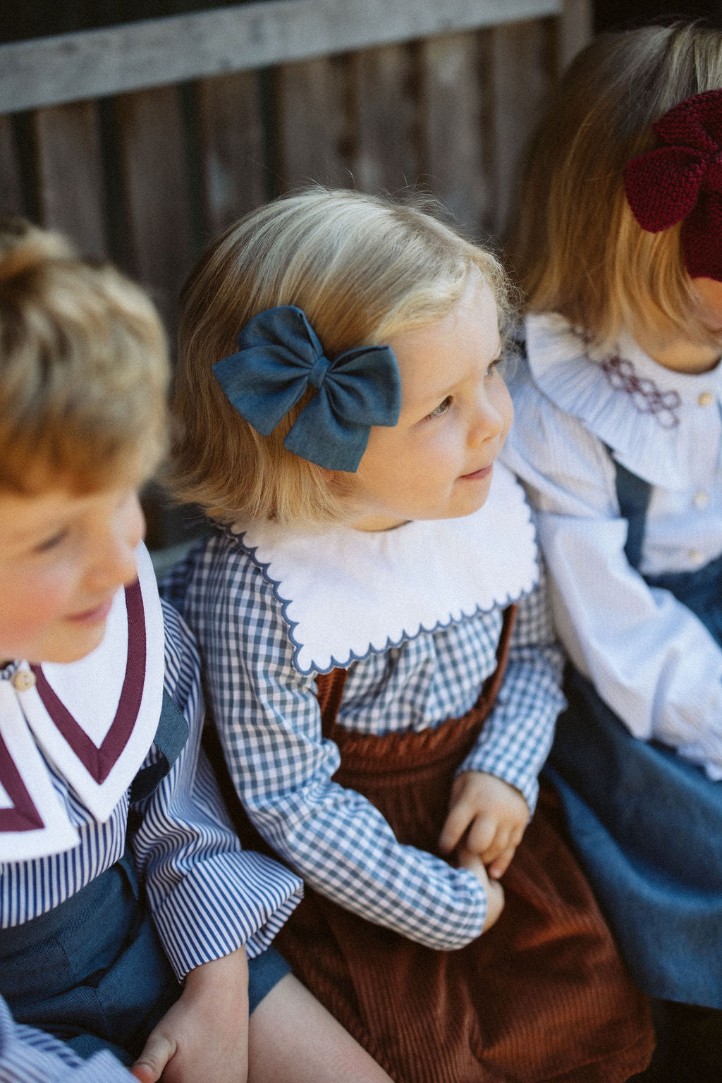 La blouse vichy bleu denim col festonné façon Petit Beurre