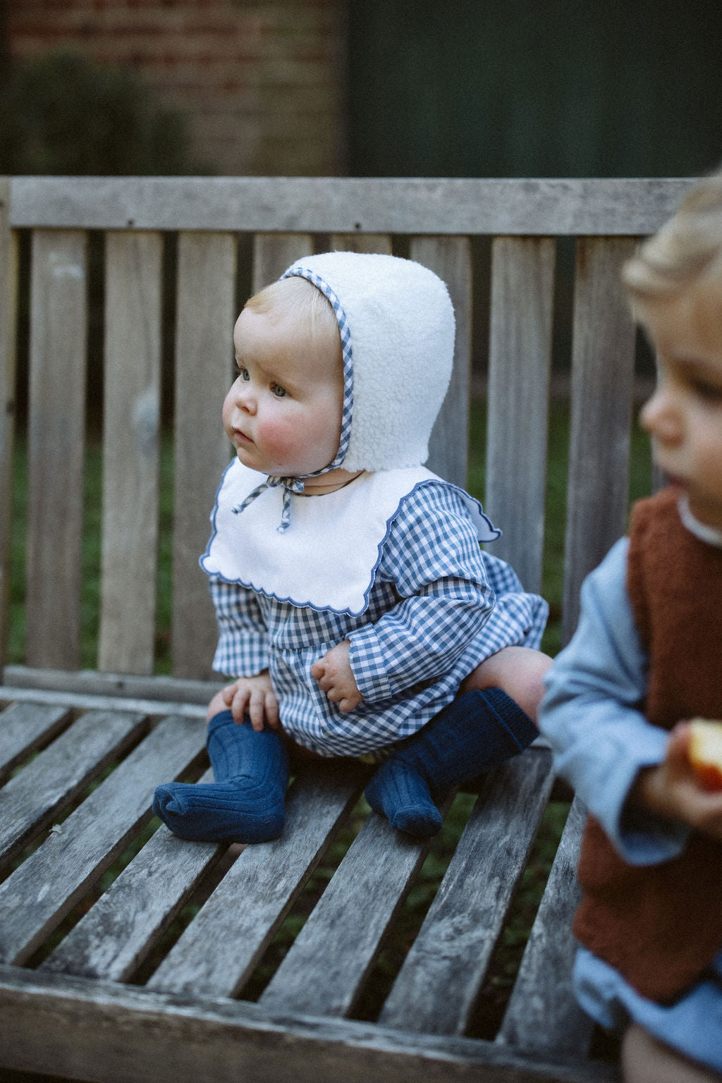 La barboteuse vichy bleu denim col festonné façon Petit Beurre