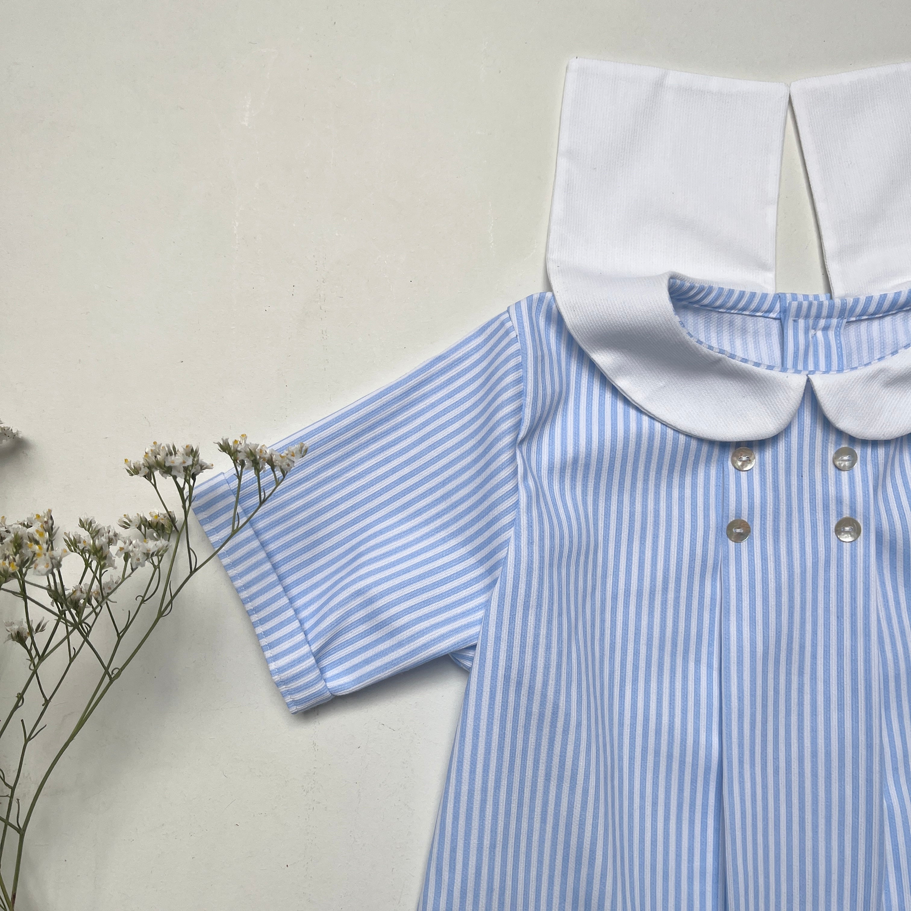 La blouse col marin Arthus rayée ciel