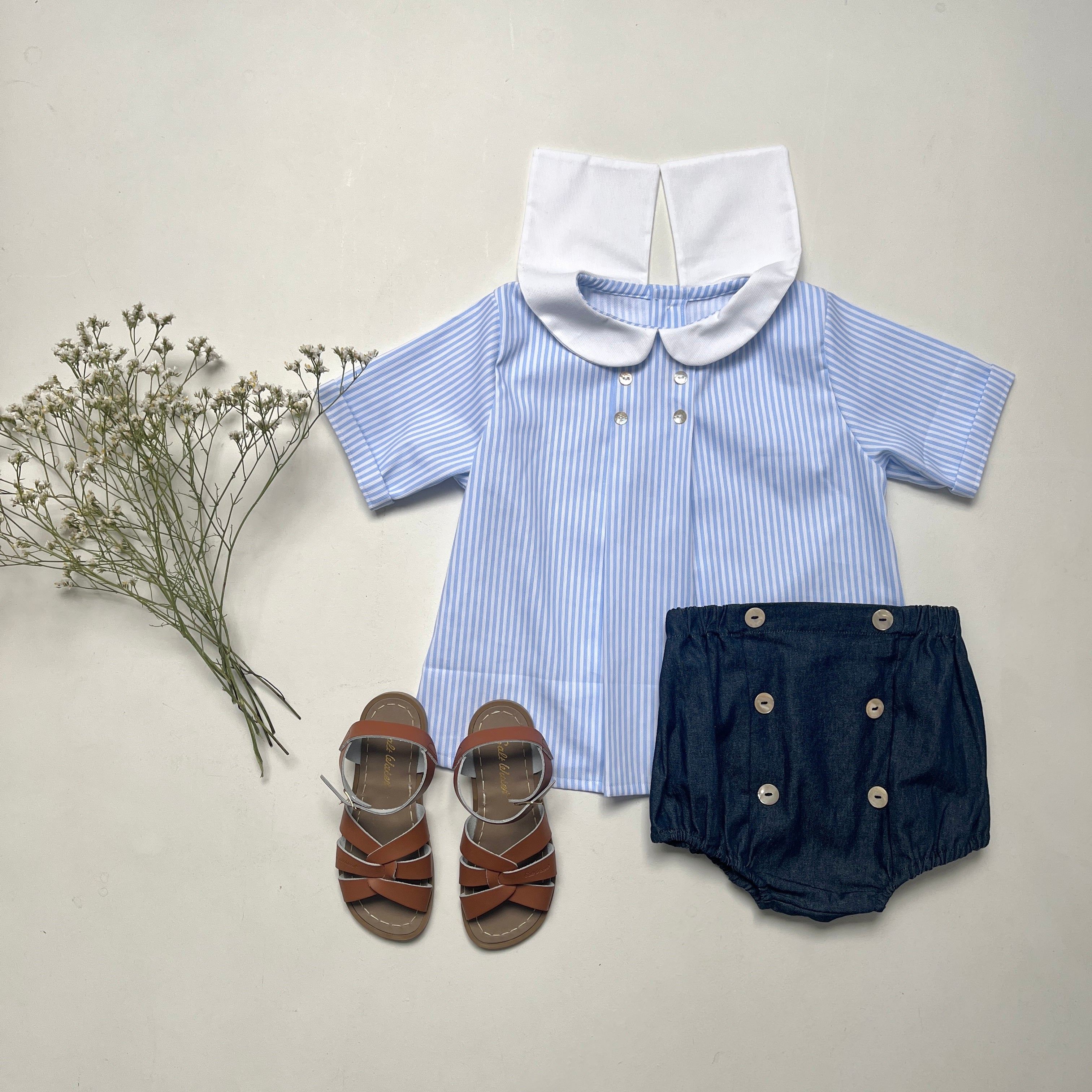 La blouse col marin Arthus rayée ciel