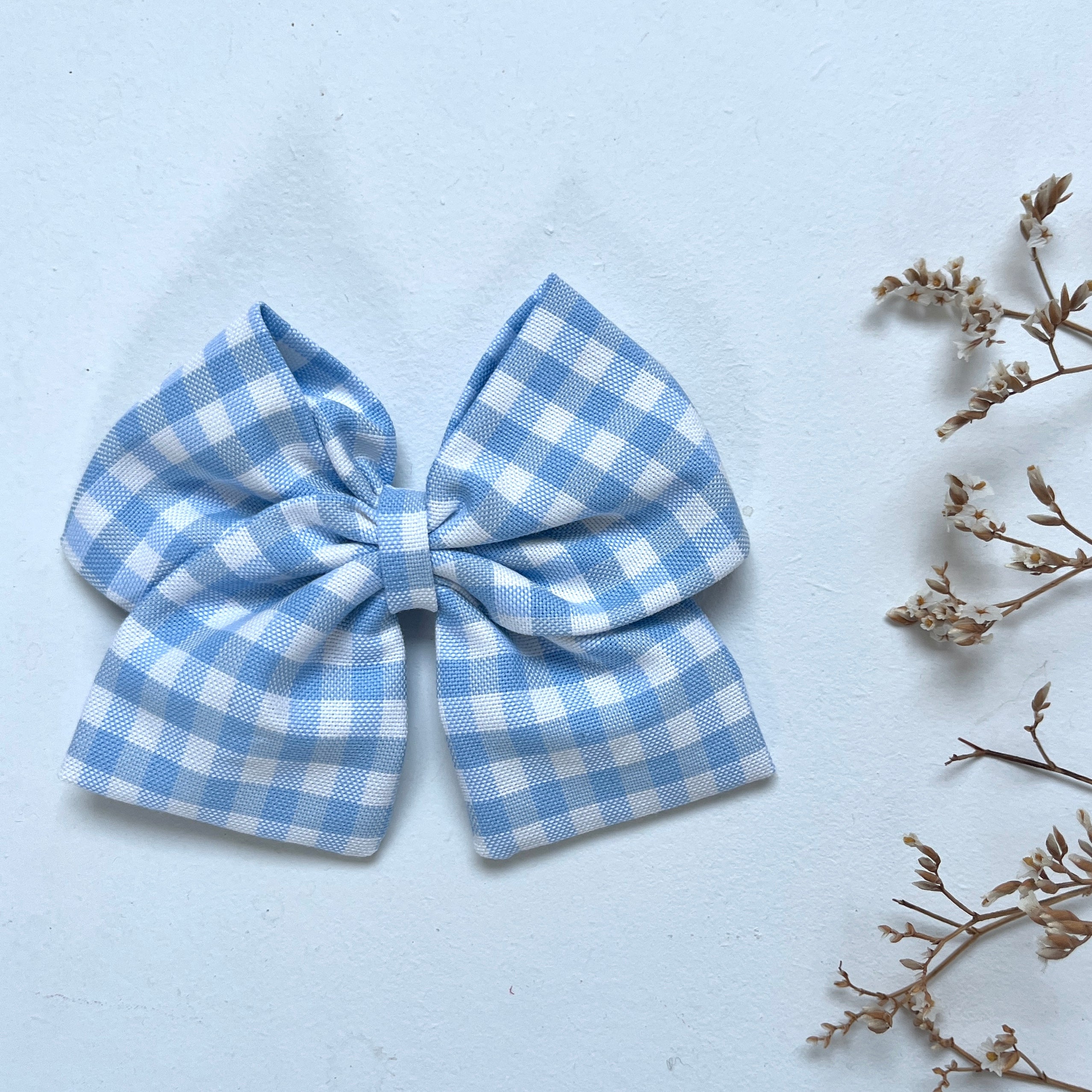 La barrette à gros noeud Brunette vichy ciel