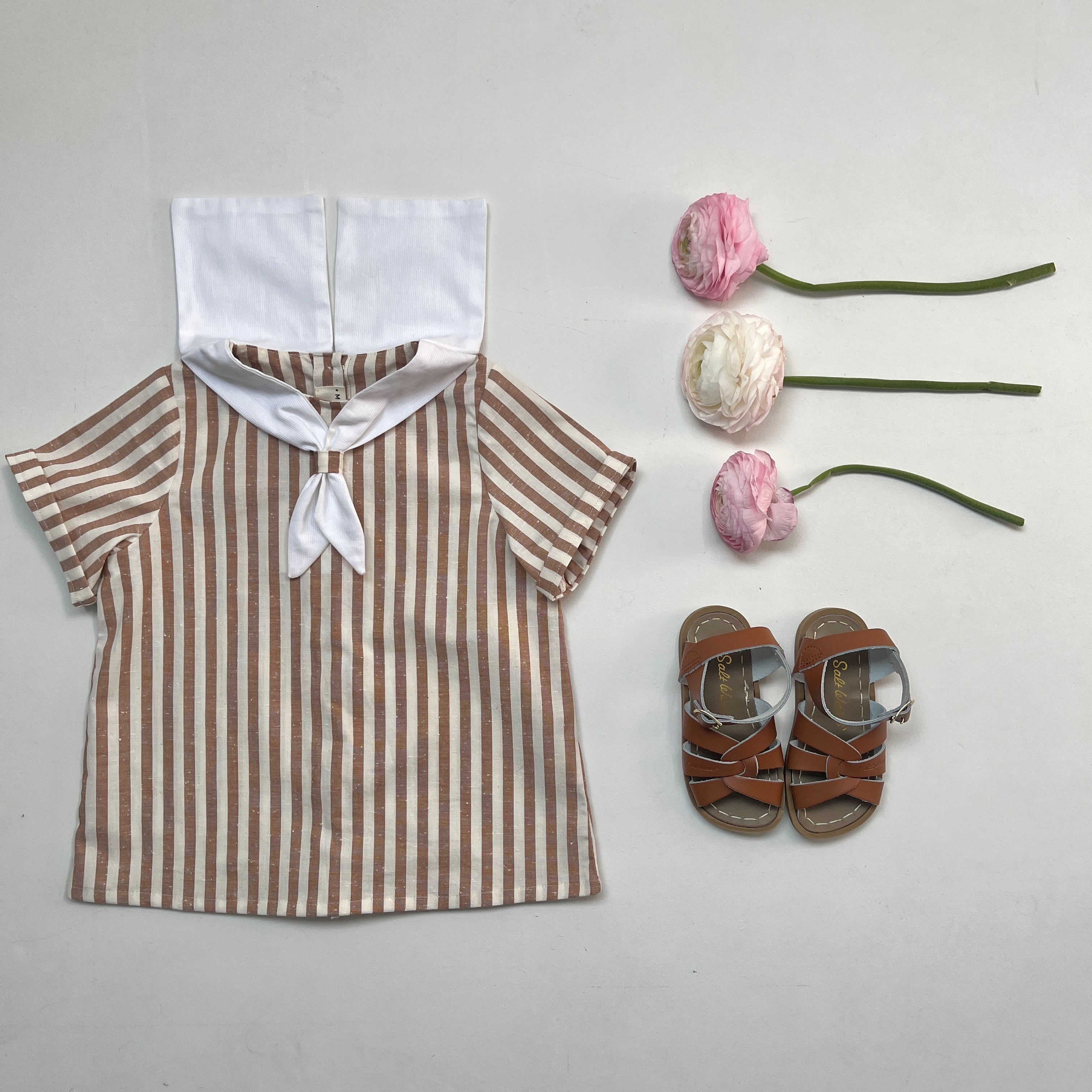 La blouse vareuse larges rayures caramel Malo