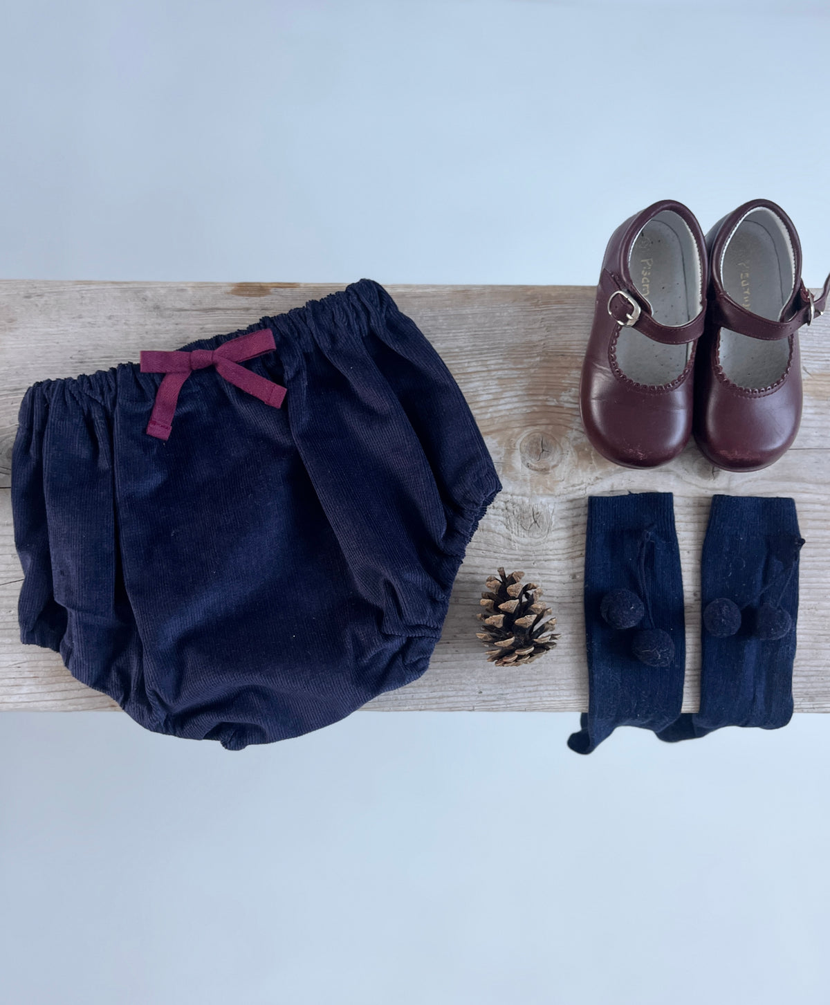 Célestin, le bloomer en velours milleraies marine