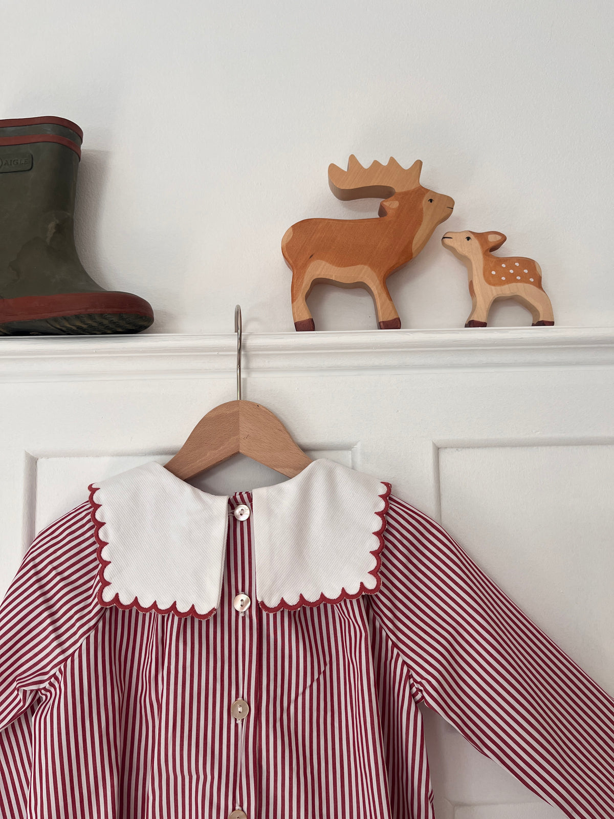 La blouse rayée bordeaux col festonné façon Petit Beurre