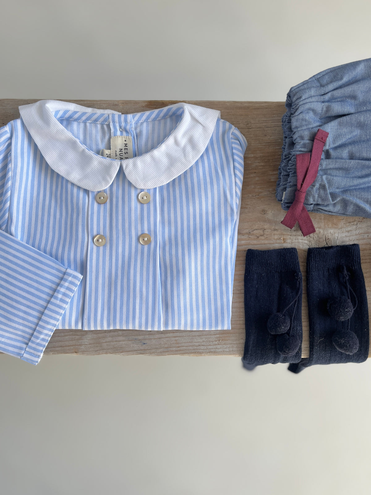 La blouse col marin Arthus rayée ciel