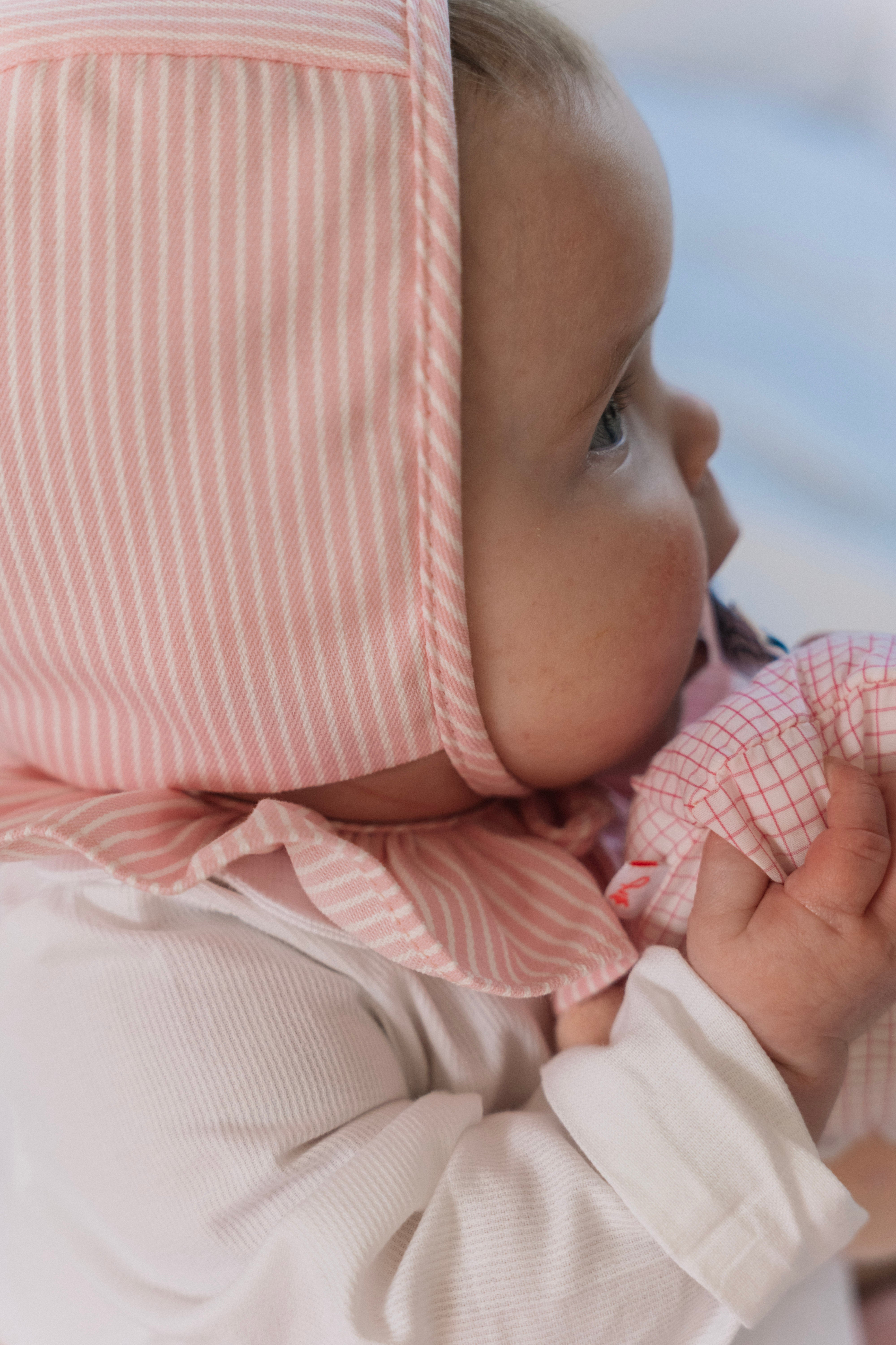 Le béguin Lazare en toile Oshkosh rayée rose