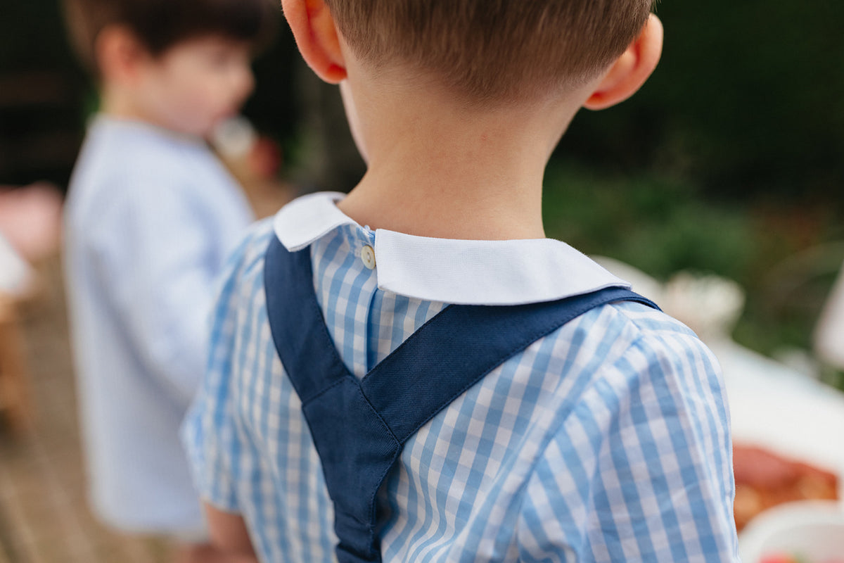 La blouse à plastron César vichy bleu