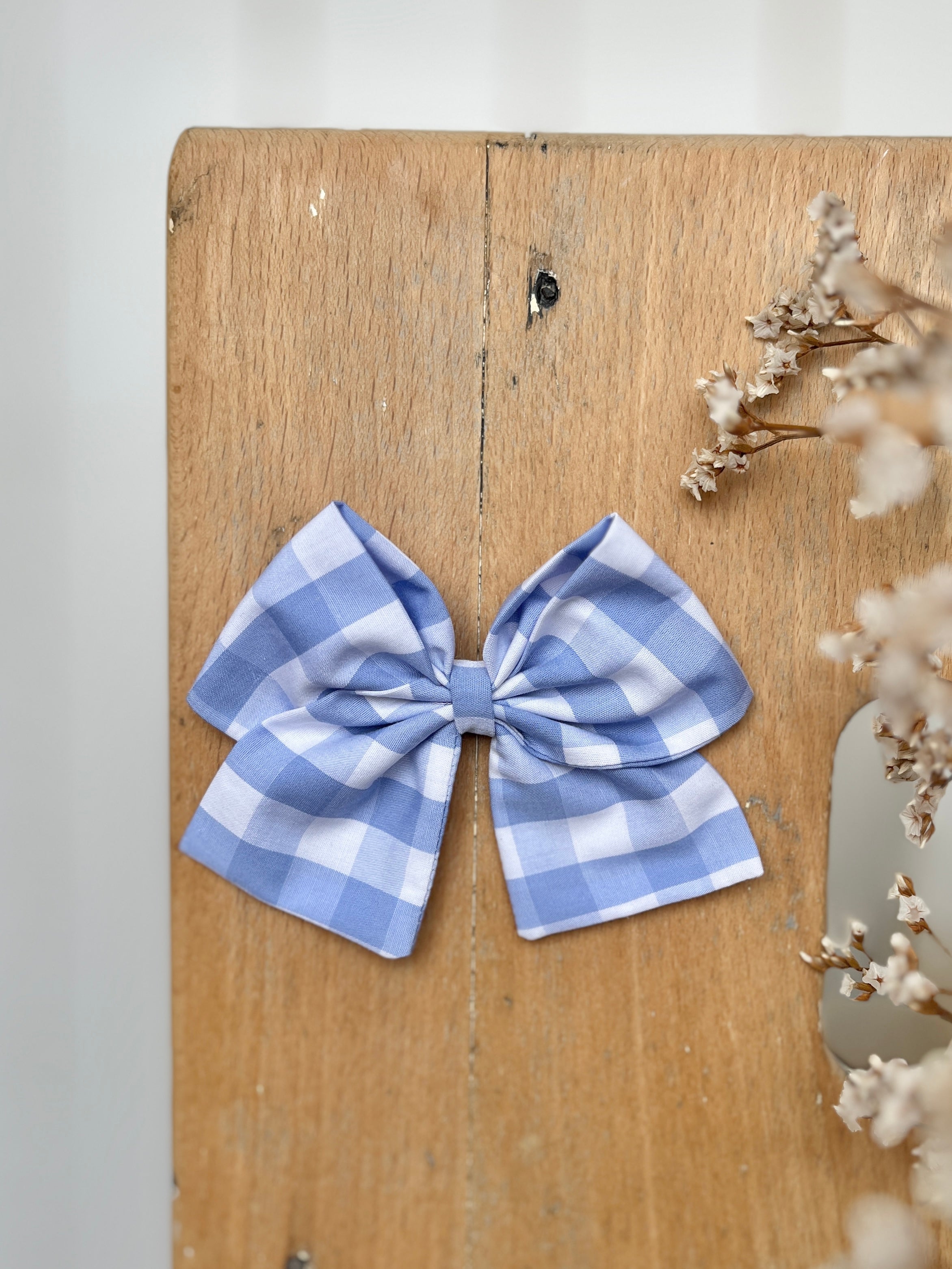 La barrette à gros noeud Brunette vichy bleu