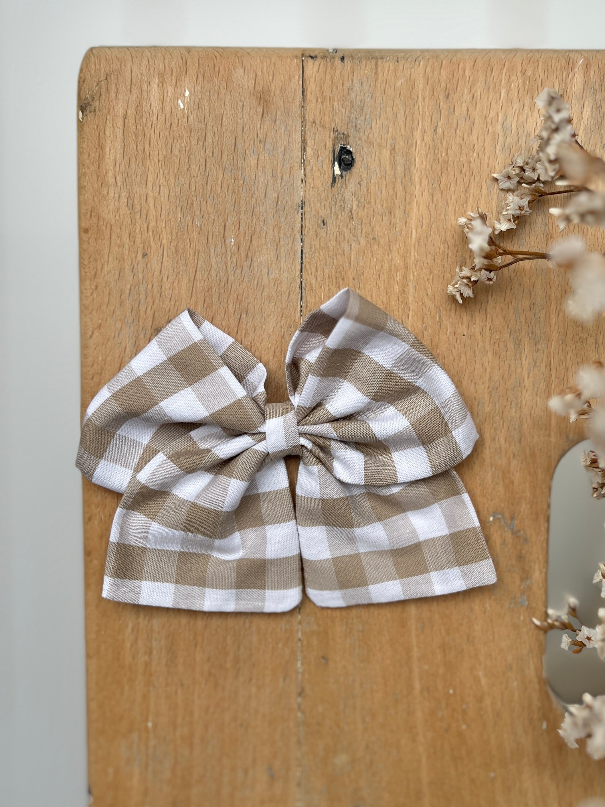 La barrette à gros noeud Brunette vichy beige