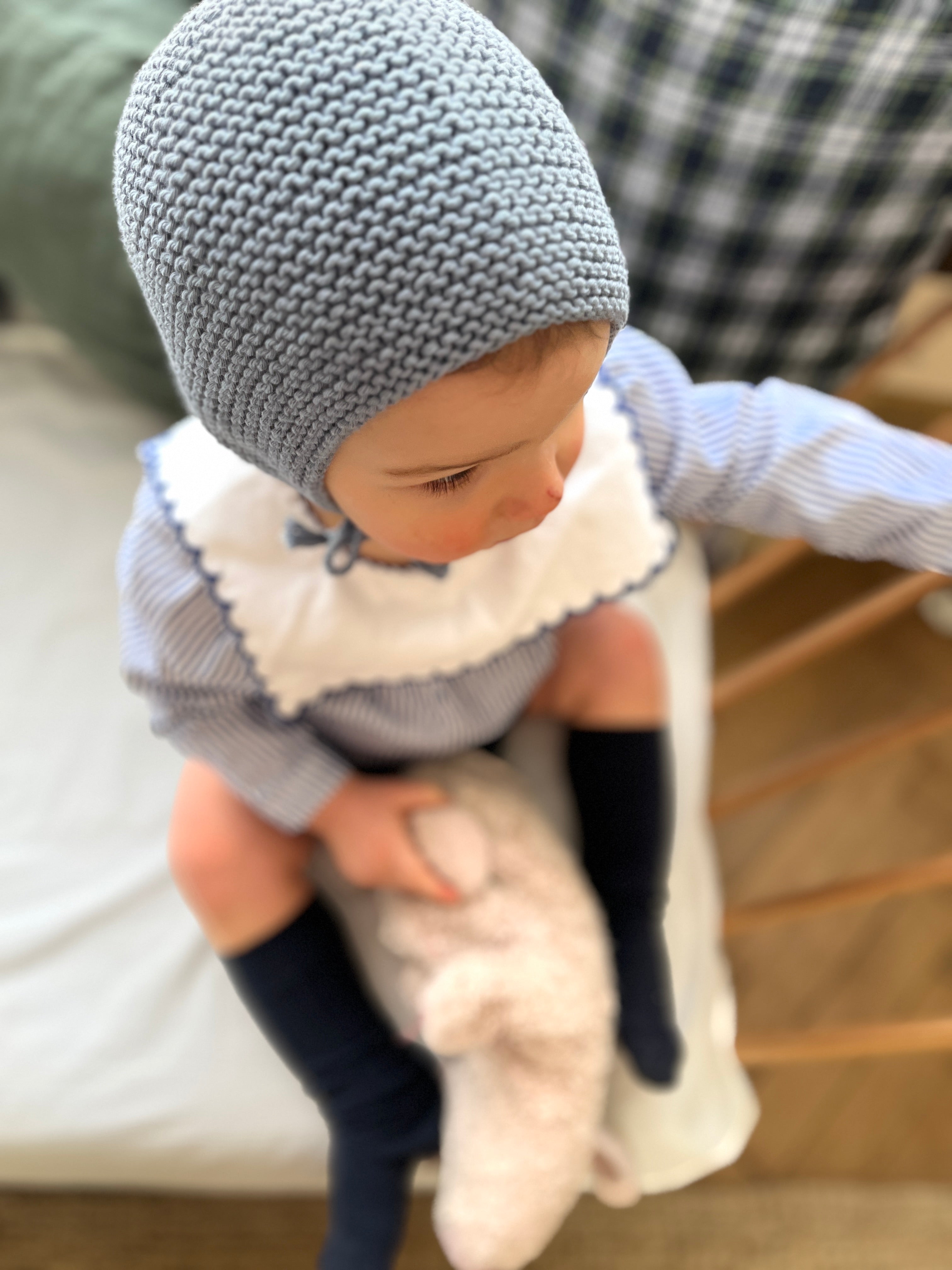 La barboteuse rayée bleue col festonné façon Petit Beurre