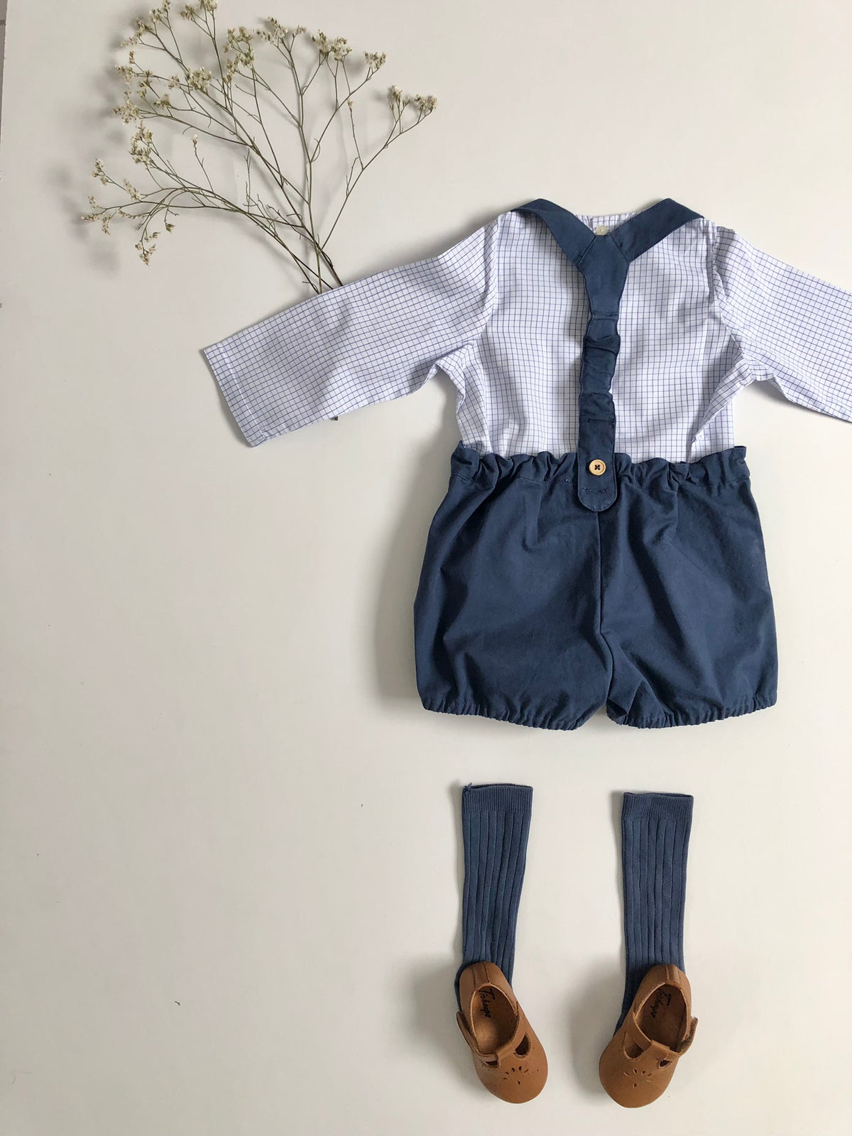 La blouse sans col Barnabé à carreaux