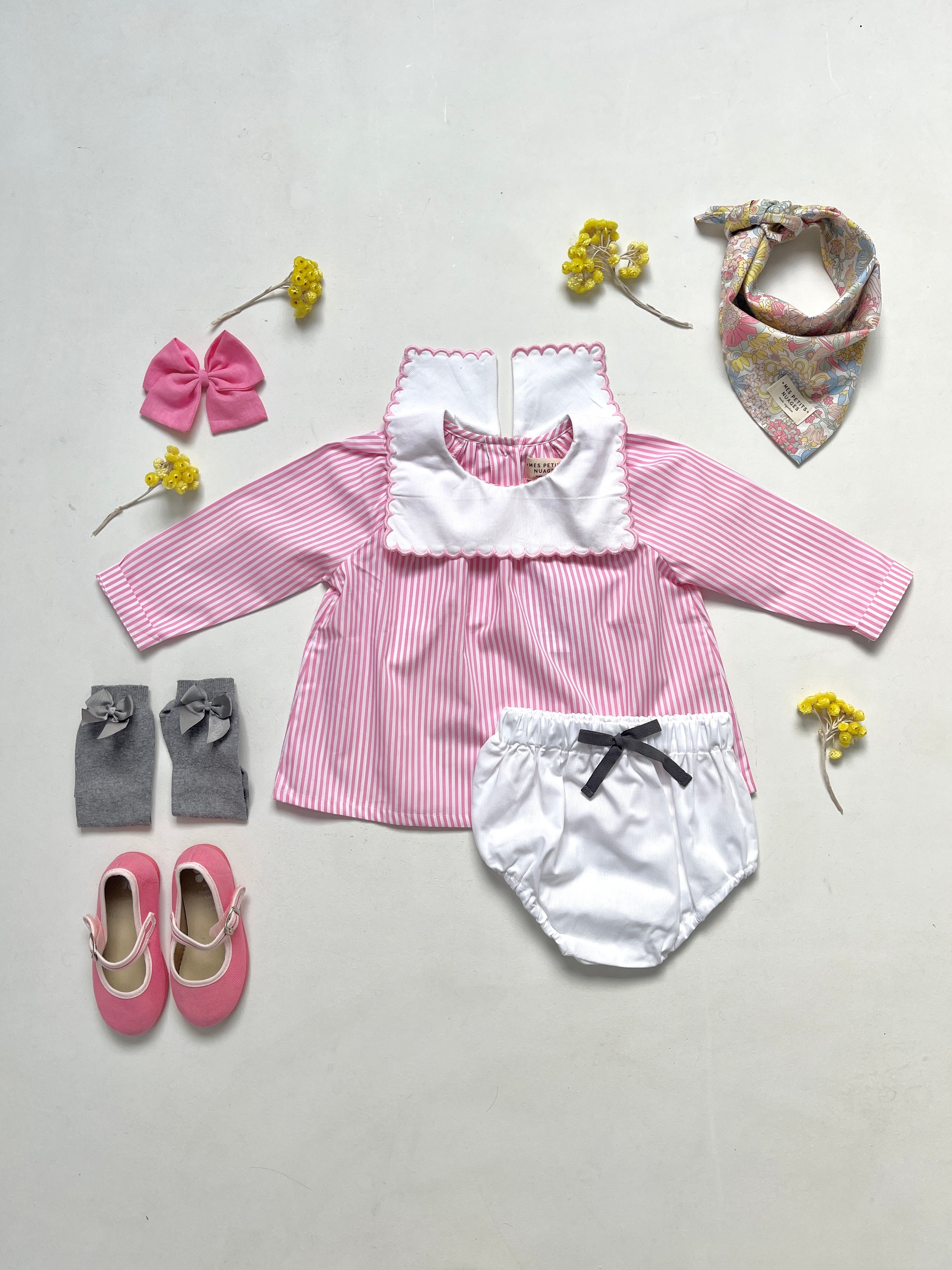 La blouse rayée rose col festonné façon Petit Beurre