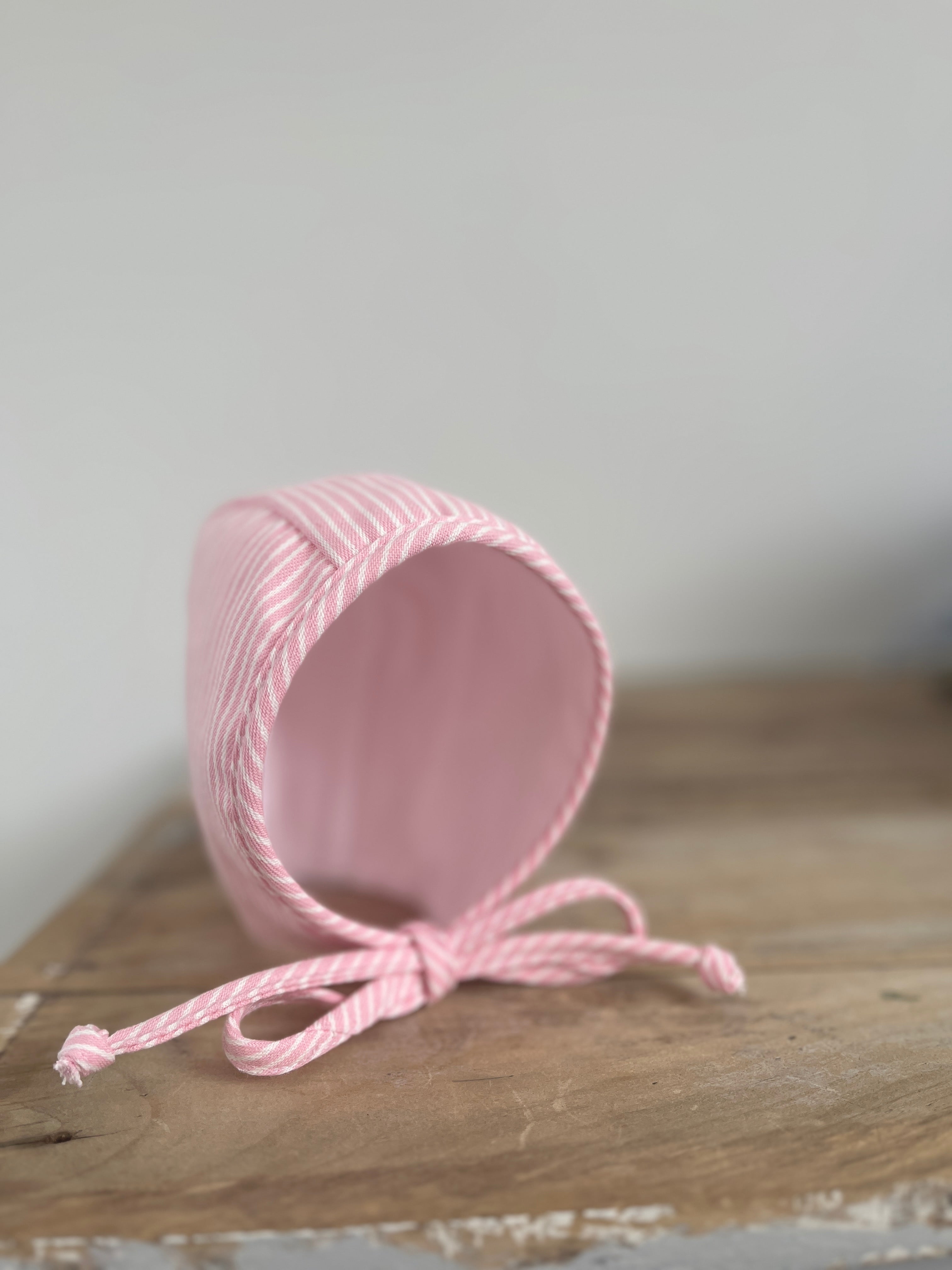 Le béguin Lazare en toile Oshkosh rayée rose