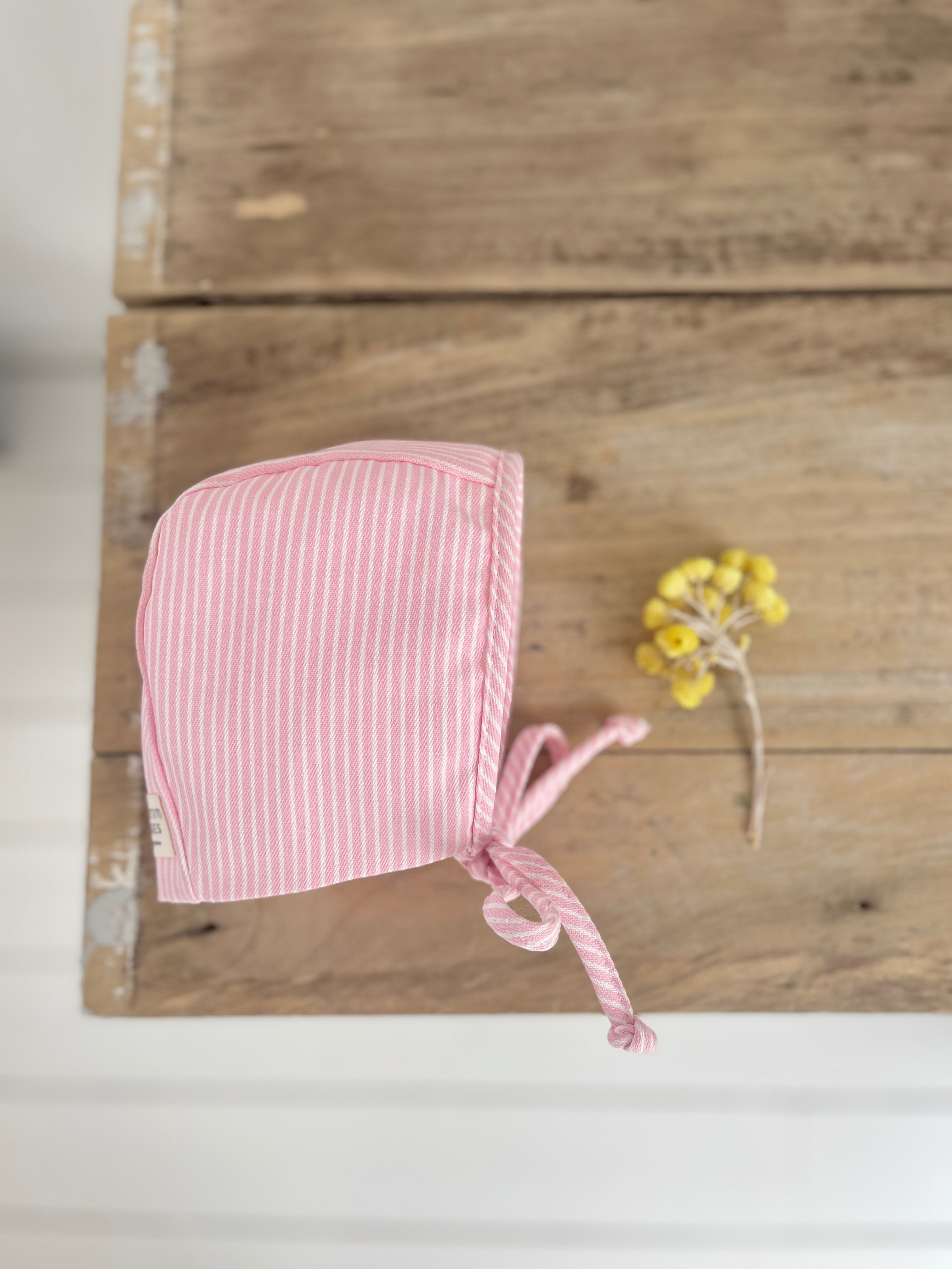 Le béguin Lazare en toile Oshkosh rayée rose