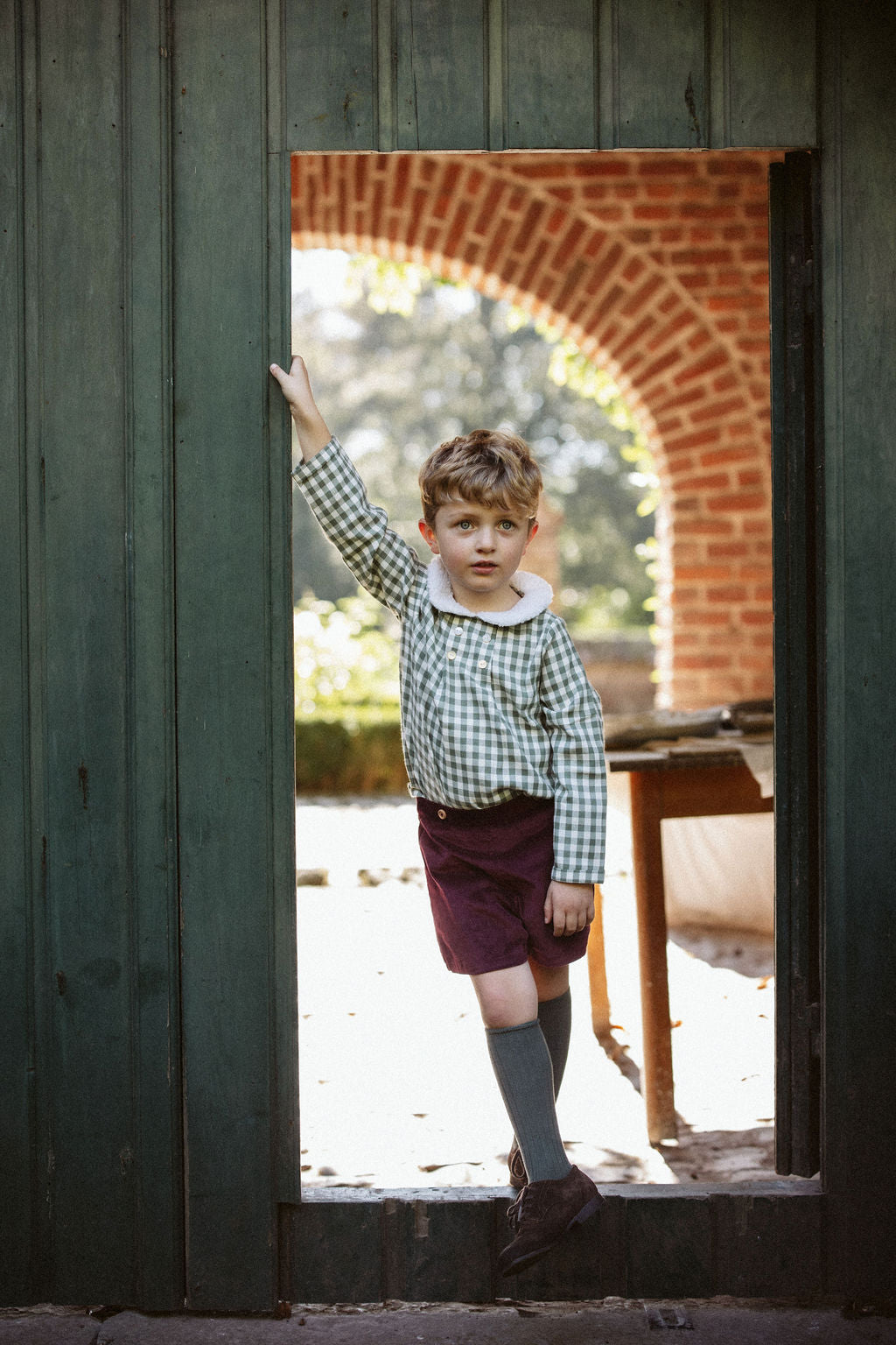 La blouse col moumoute Arthus vichy vert