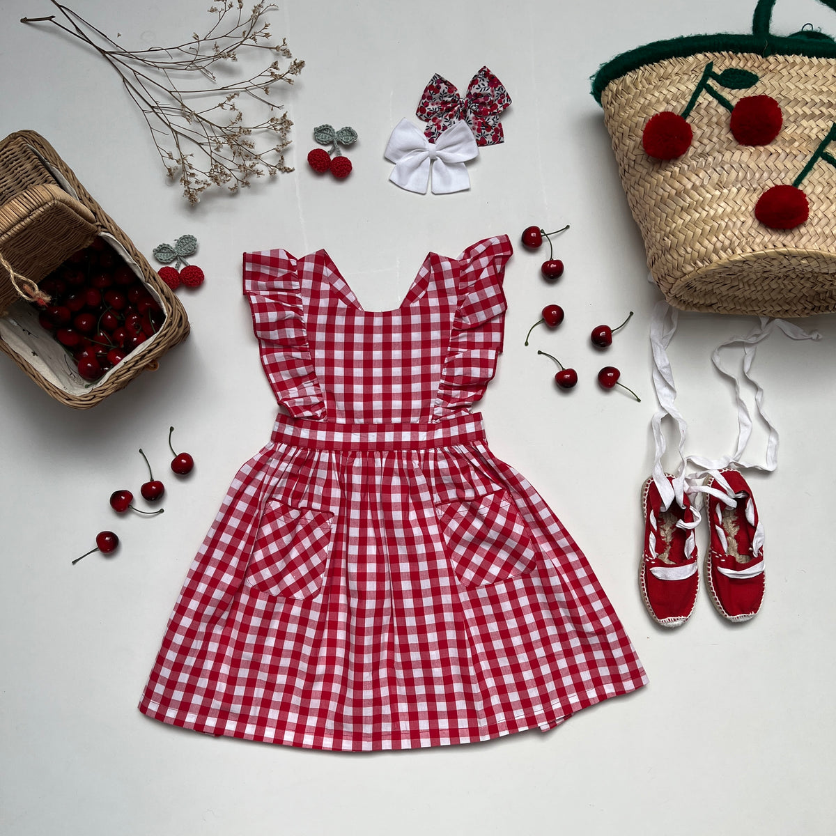 La Robe à bretelles volantées Philippine vichy rouge