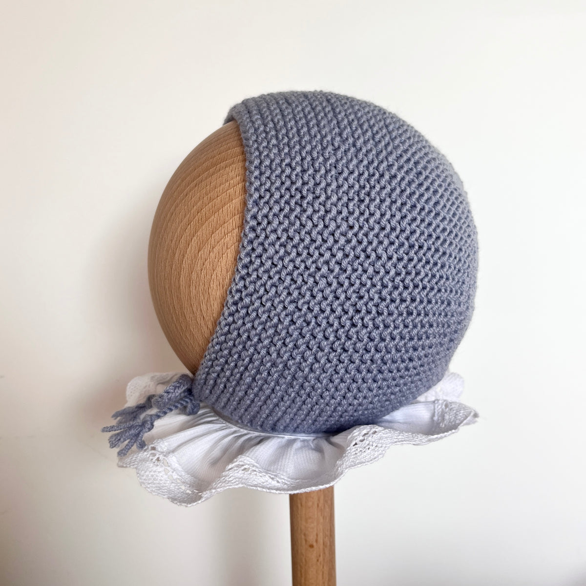 Le béguin Clotaire en laine bleu denim