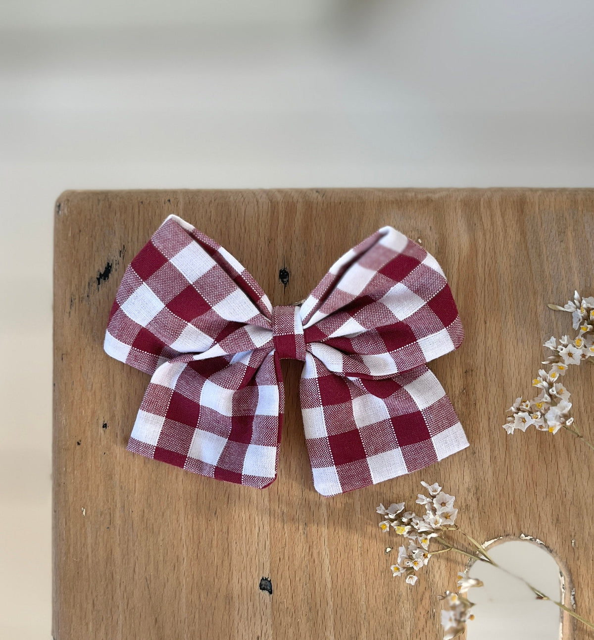 La barrette à gros noeud Brunette vichy bordeaux