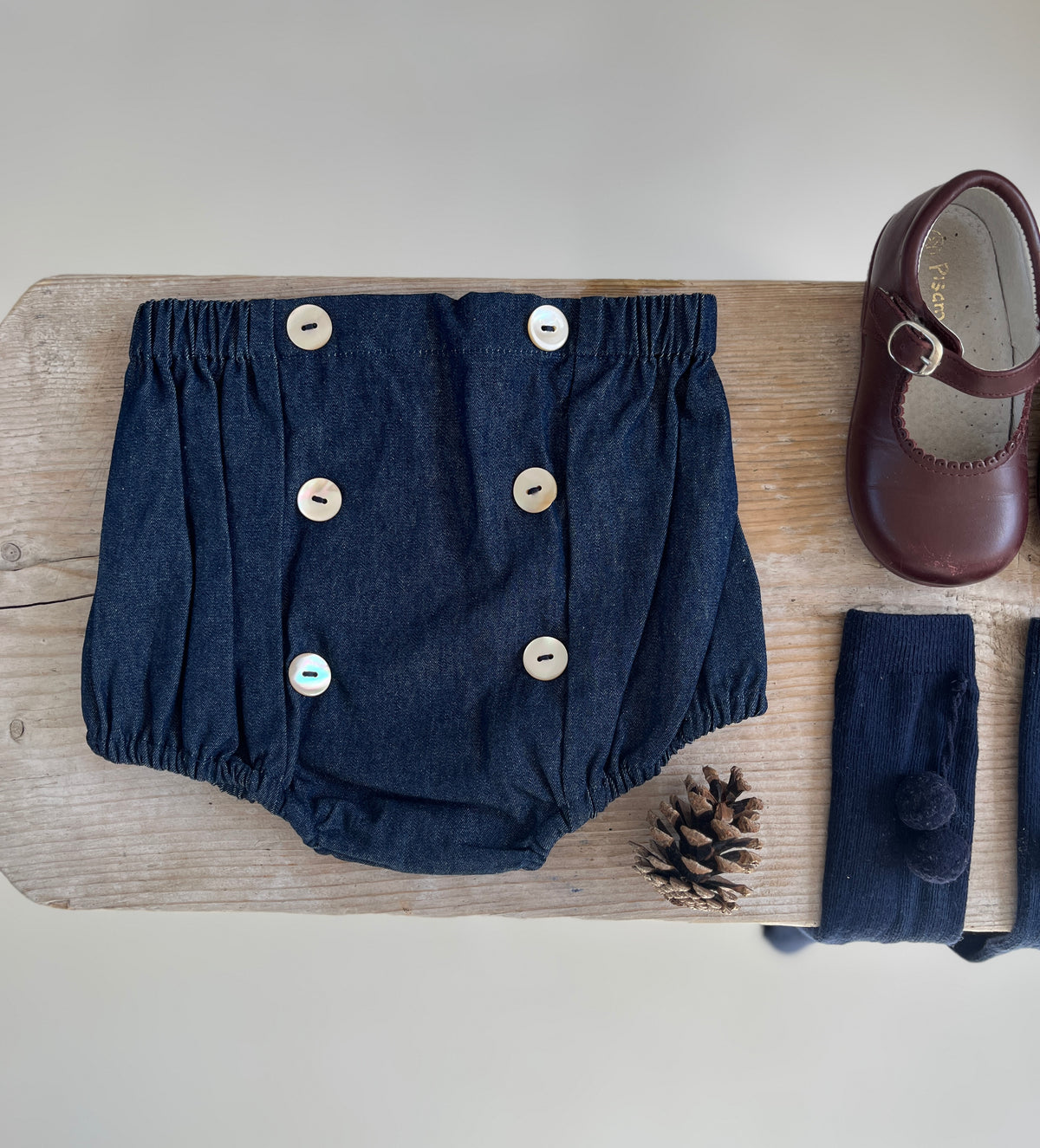 Le bloomer à boutons Octave denim