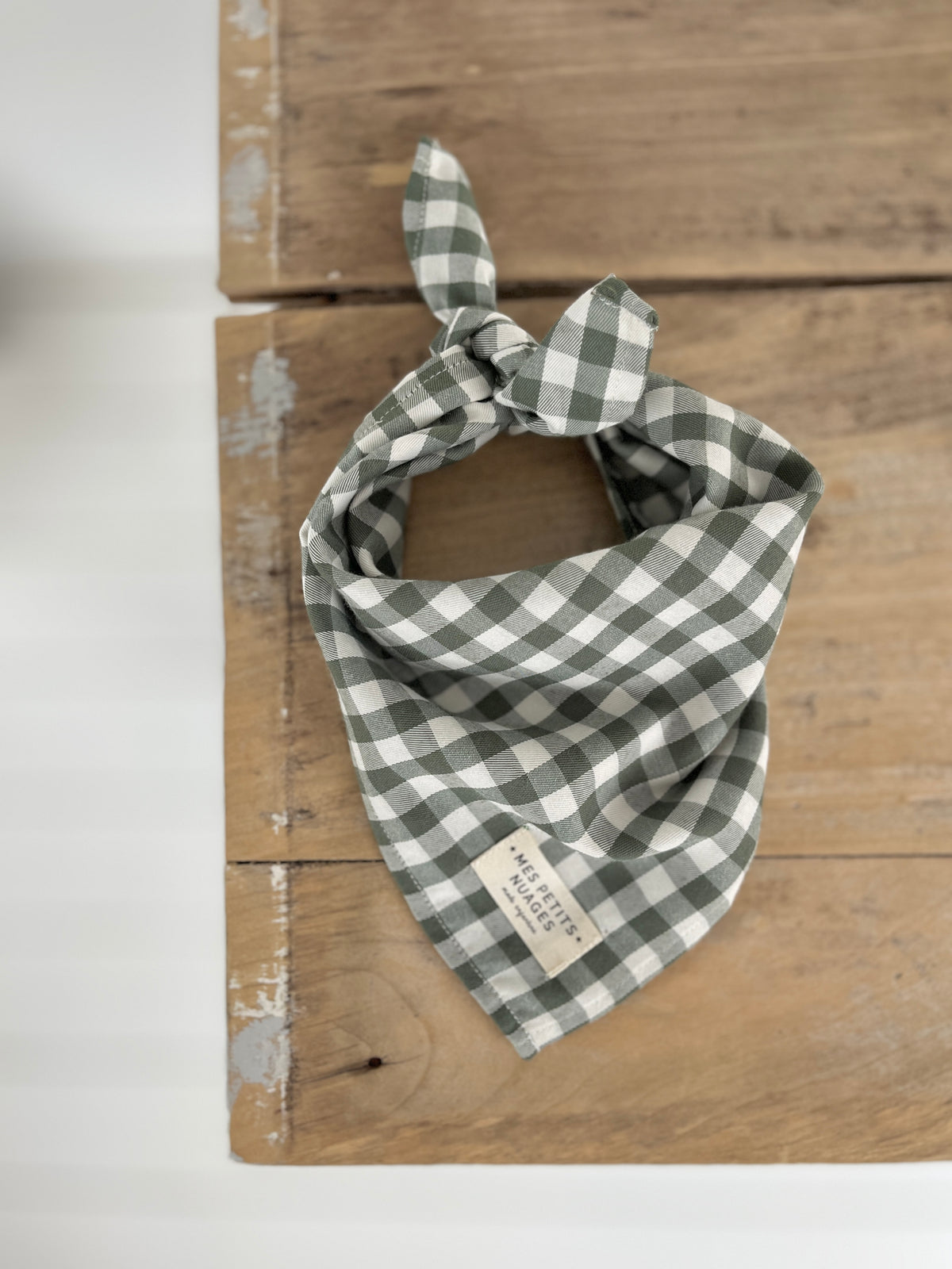 Gaspard le petit foulard vichy vert kaki