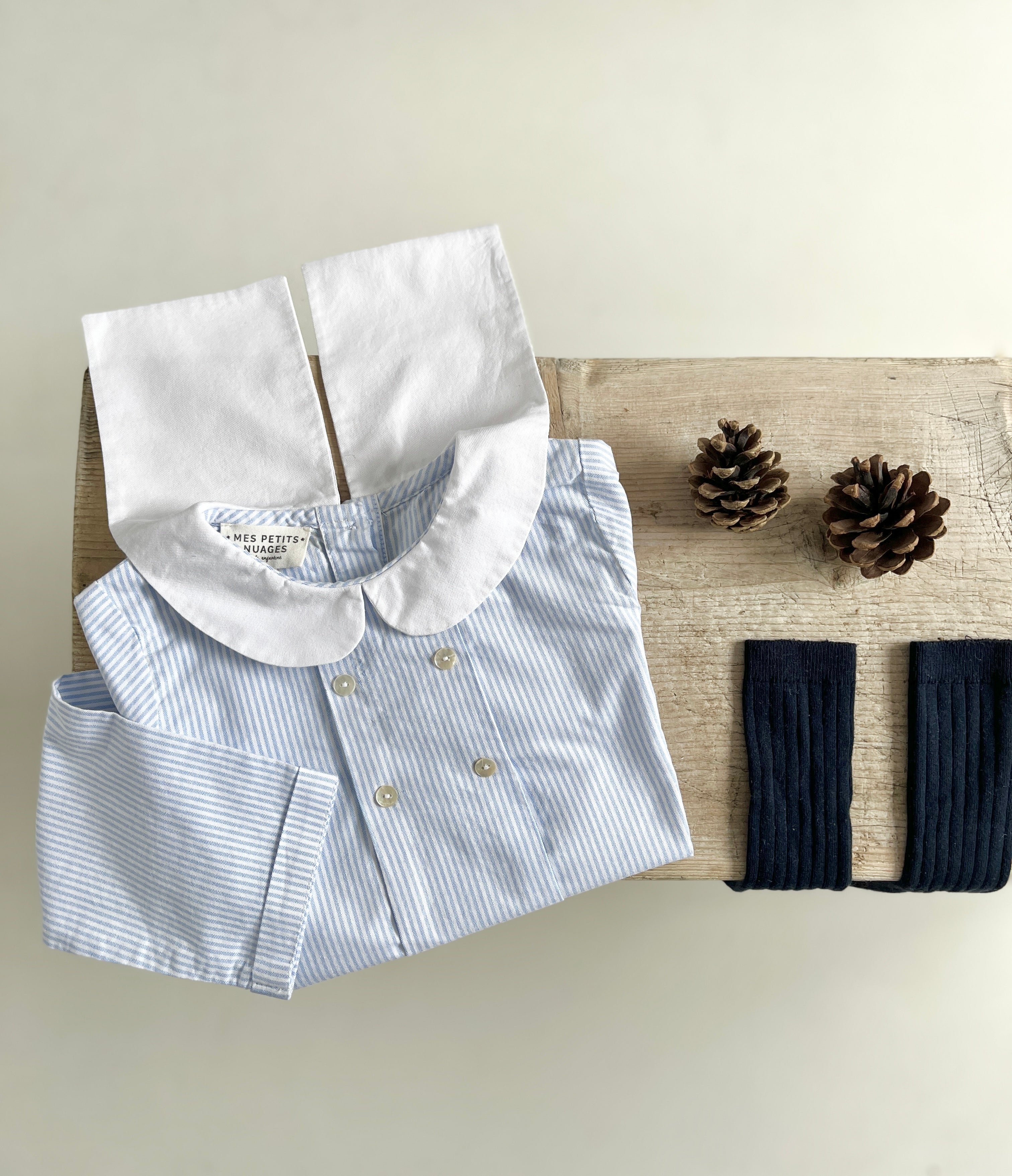 La blouse col marin Arthus rayée ciel