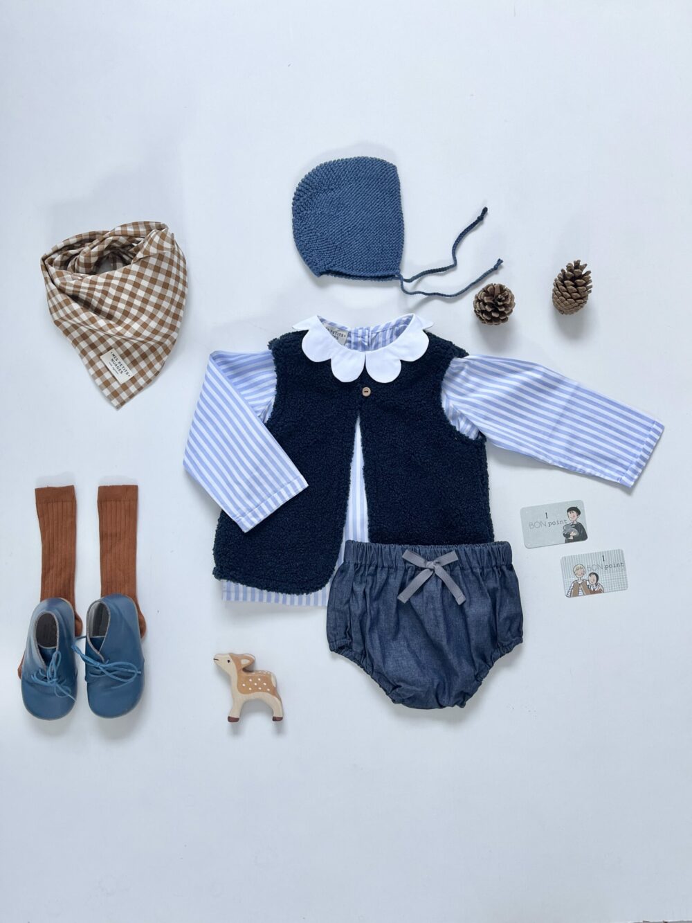 La blouse col pétales Colombine rayures bleues – Image 3