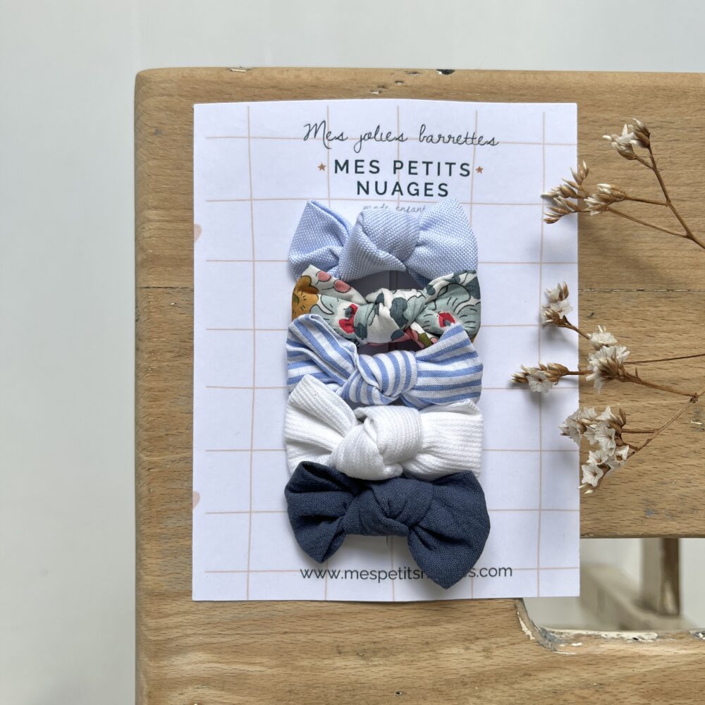 Les barrettes mini nœud Céleste - modèle 13
