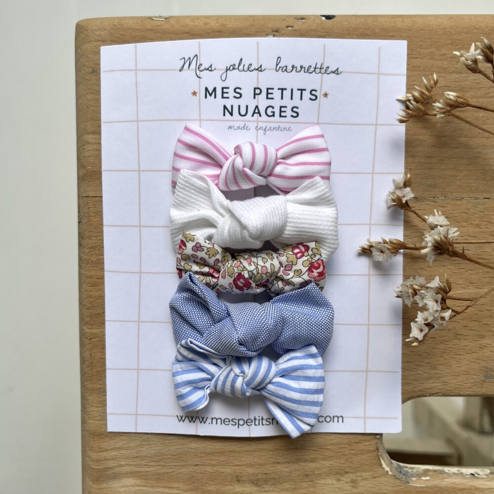 Les barrettes mini nœud Céleste - modèle 22