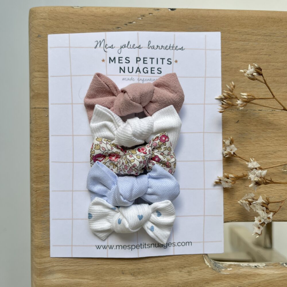 Les barrettes mini nœud Céleste - modèle 25