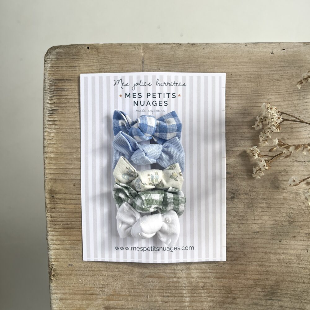 Les barrettes mini nœud Céleste - modèle 8