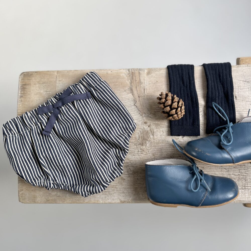 Célestin, le bloomer à noeud denim rayé oshkosh
