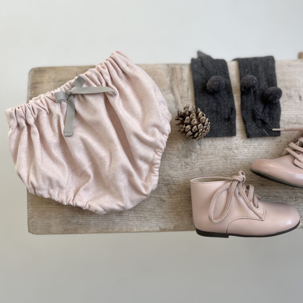 Célestin, le bloomer à noeud flanelle rose poudré