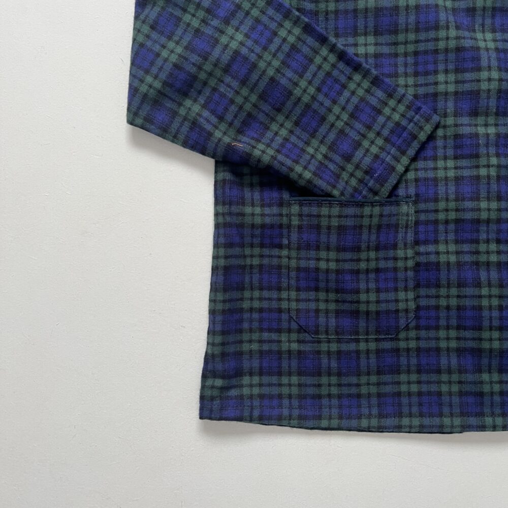 La blouse sans col Barnabé tartan vert et marine – Image 3