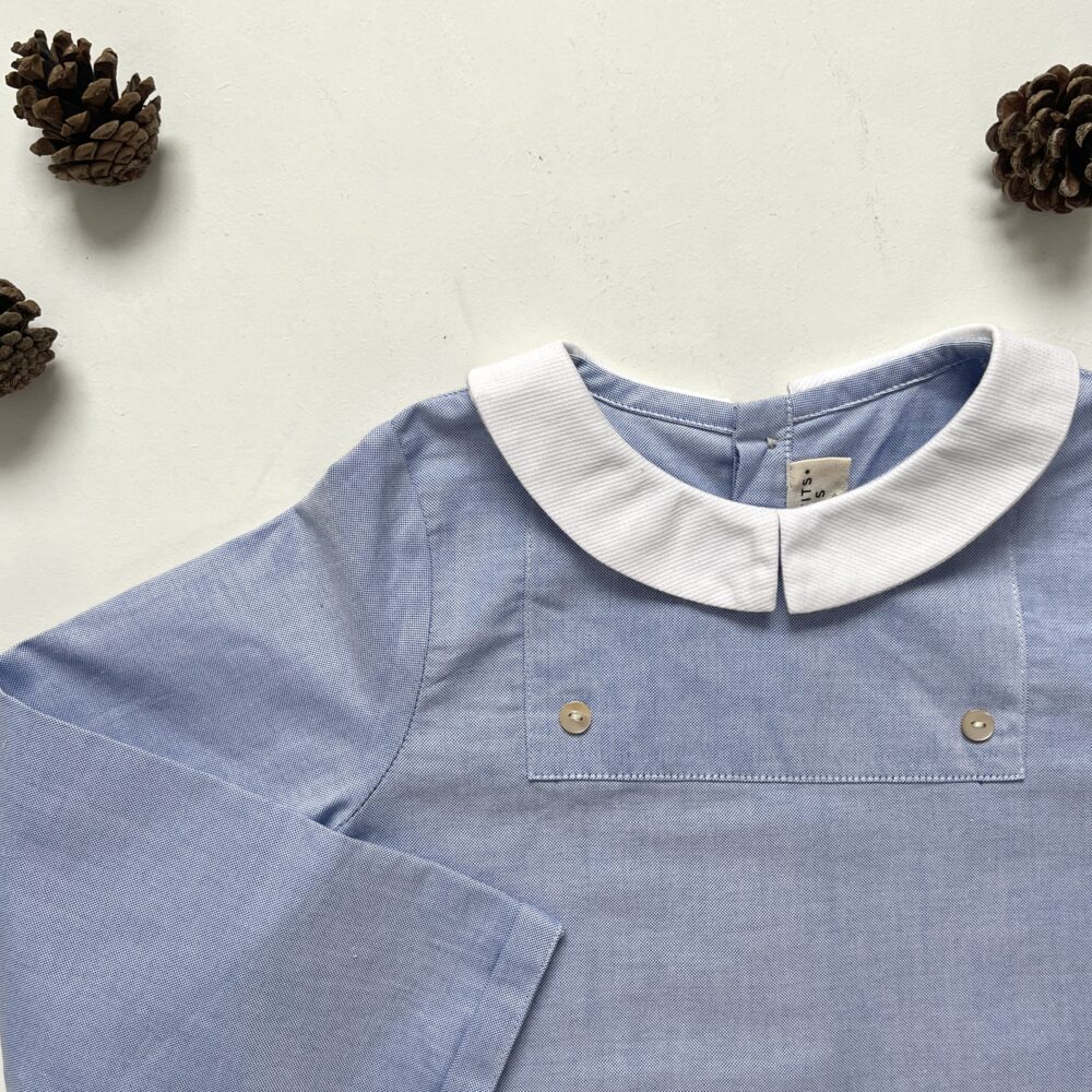 La blouse à plastron César bleu ciel – Image 4