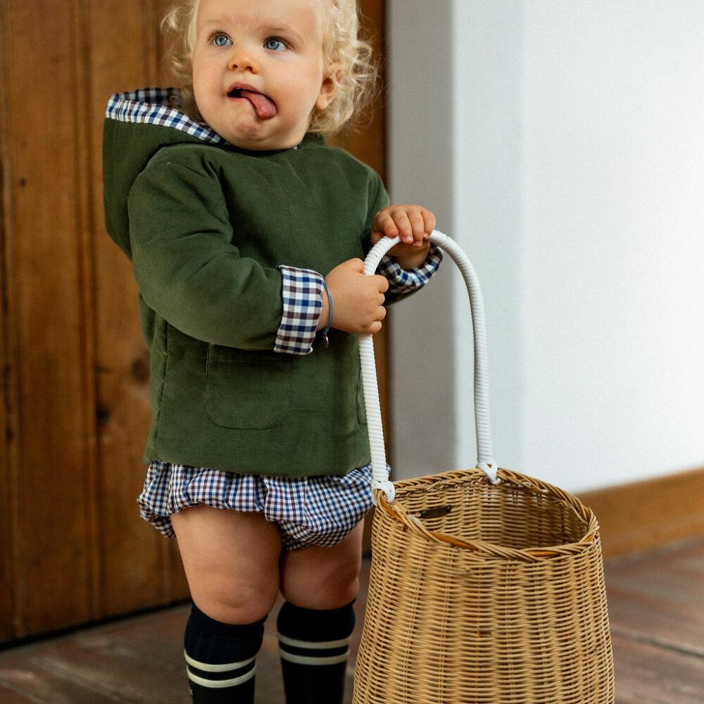 adorable Pépino le petit manteau molletonné en velours et vichy